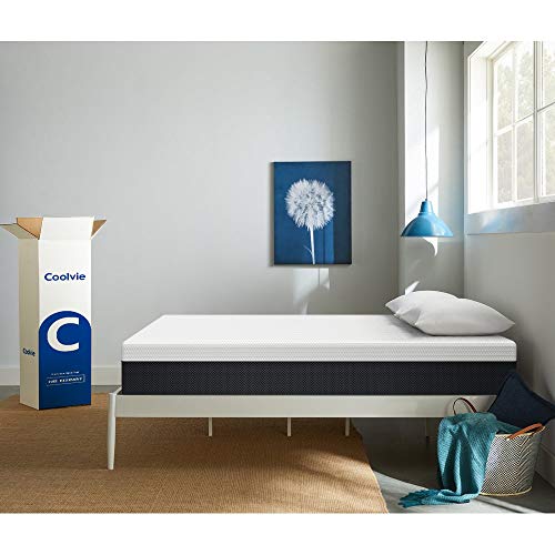 Coolvie Twin Size Mattress, 10 Inch Cooling Gel Memory Foam Mattress, Pocket Innerspring Hybrid Mattress for Motion Isolation & Pressure Relidf, Mattress in a Box, 100 Night Trial