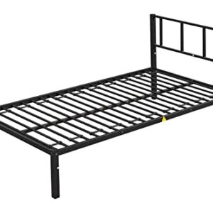 Goohome Triple Bunk Beds, Twin Over Twin Bunk Beds for 3, Metal Bed Frame for Bedroom, Apartment, Dorm, Heavy Duty Bunk Bed with Guardrail Ladder, Space-Saving, Black