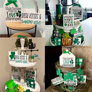 41PCS St Patricks Day Tiered Tray Decor,St Patricks Day Decor,Irish Decor for Home,Shamrock St. Patrick's Day Farmhouse Rustic Wood Signs Irish Themed Centerpieces for Office Kitchen Table Party Decor
