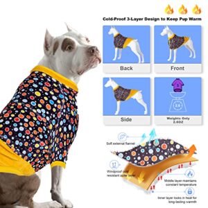LovinPet Pet Sweater for Medium Dogs - Upgraded Fit Lightweight Flannel Dog Winter Apparel, Skin-Friendly Fabric Glow in The Dark Dot Dot Black Prints Dog Clothes for Small Dog Breeds,