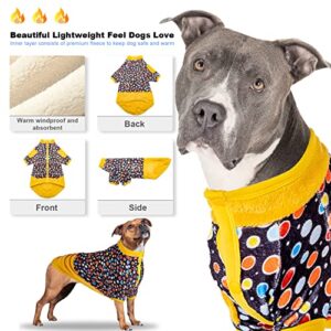 LovinPet Pet Sweater for Medium Dogs - Upgraded Fit Lightweight Flannel Dog Winter Apparel, Skin-Friendly Fabric Glow in The Dark Dot Dot Black Prints Dog Clothes for Small Dog Breeds,