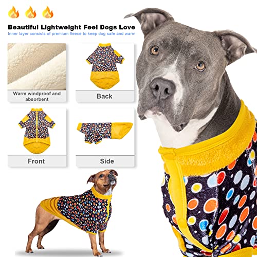 LovinPet Pet Sweater for Medium Dogs - Upgraded Fit Lightweight Flannel Dog Winter Apparel, Skin-Friendly Fabric Glow in The Dark Dot Dot Black Prints Dog Clothes for Small Dog Breeds,