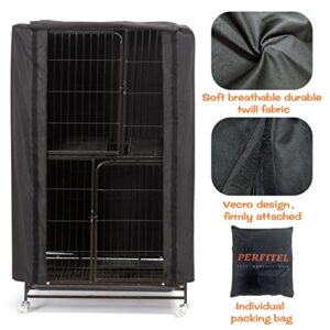 Perfitel Universal Large Bird Cage Cover(Black) Good Night Black-Out Birdcage Cover Durable Breathable Washable Material (31 * 21 * 52)