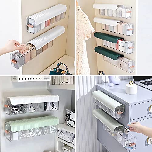 Punch-Free Multi-Functional Storage Box, Clear Wall Mounted Drawer Organizer, Hanging Anti Dust Storage Underwear,Socks Ties,Seasonings,For Bathroom Office Closet Kitchen Bedroom ( Color : White )