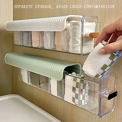 Punch-Free Multi-Functional Storage Box, Clear Wall Mounted Drawer Organizer, Hanging Anti Dust Storage Underwear,Socks Ties,Seasonings,For Bathroom Office Closet Kitchen Bedroom ( Color : White )