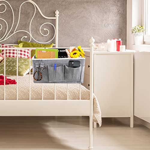 uapryti Bedside Caddy Organizer - Bed Caddy for Bunk and Loft Beds, Dorm Room Essentials (3PC, GREY)