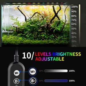 fishkeeper 22W LED Aquarium Light Full Spectrum Planted Fish Tank Light, 10 Levels of Brightness Adjustable 24/7 Mode with Timer Aluminum Alloy Shell Extendable Brackets for 18-24 inch