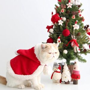 Pet Cat Costume Christmas Cape Outfit Soft and Thick Xmas Cape with Hat Christmas Cat Dog Costume Pet Cape for Cat Puppy Rabbit Cosplay Dress Up Holiday Costume