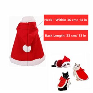 Pet Cat Costume Christmas Cape Outfit Soft and Thick Xmas Cape with Hat Christmas Cat Dog Costume Pet Cape for Cat Puppy Rabbit Cosplay Dress Up Holiday Costume