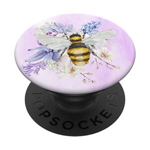 Floral Bee Watercolor Boho Style PopSockets Swappable PopGrip