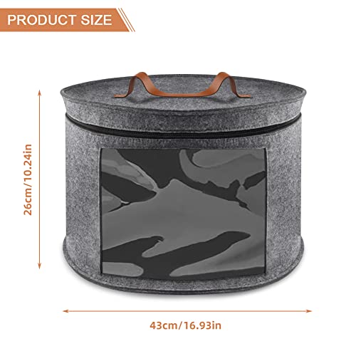 Hat Storage Box, Hat Boxes for Women / Men Storage, Round Hat Organizer Bag Container for Closet, Clothes Storage Bin for Stuffed Animal Toy, Foldable Travel Cap Boxes with Dustproof Lid (Grey)