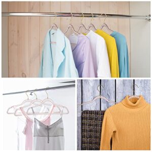 20 Pcs Clear Acrylic Hangers Plastic Glitter Coat Hanger Non Slip Space Saving Suit Hangers Heavy Duty Clothes Hanger with Non Slip Notches (Pink and Gold)