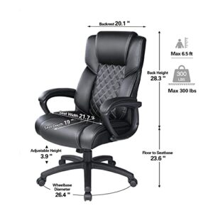 BOWTHY Executive Massage Office Chair with Heated,45°Reclining Ergonomic Office Chair with Footrest,High Back Computer Desk Chair with Wheels,Diamond-Stitched Cushion Leather Office Chair (Grey