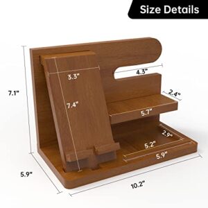 Gift for Dad Gift for Husband Wood Phone Docking Station Organizer Men Birthday Nightstand Cool Mens Birthday Gifts Night Stand Accessories Docking Station Wood Bedside Organizer Business Gifts