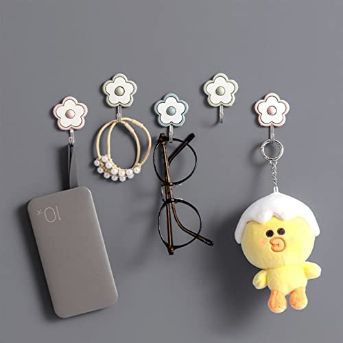 15 Pack Cute Flower Utility Hooks Wall Hangers Without Nails Self Adhesive Key Holder Wall Decor Dorm Command Hooks Stick On Wall Kitchen Bathroom Office Mixed Color