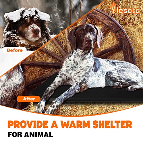 Large Extreme Weather Outdoor Dog Heating Pad with Timer,Safety Pet Heating Pad for Dog Kennel,Waterproof Heated Bed Mat,Adjustable Warming Mat with 6 Levels Temp& 4 Timers for Whelping Box Deck