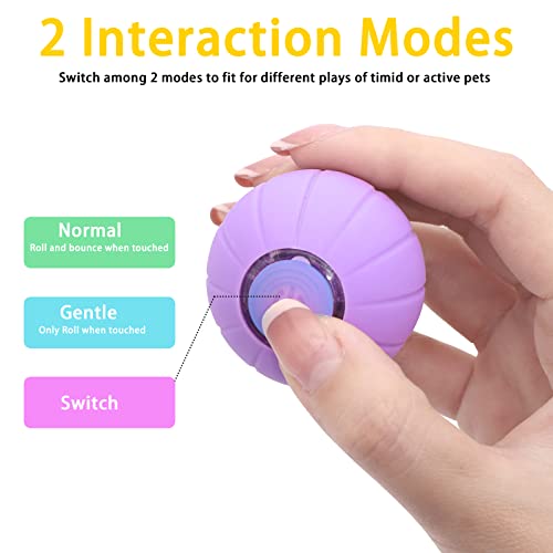 MADDEMCUTE Interactive Cat Ball Toys with LED Lights,2 Modes Active Rolling Ball for Indoor Cats & Small Dogs,USB Rechargeable Peppy Automatic Self-Propelling Ball for Puppy Small Medium Pets