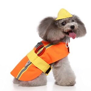 POPETPOP Dog Reflective Vest Construction Worker Pet Costume Christmas Outfits High Visibility Dogs Clothes for Large Medium Small Dogs Cats Costumes S