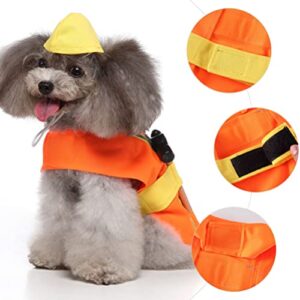 POPETPOP Dog Reflective Vest Construction Worker Pet Costume Christmas Outfits High Visibility Dogs Clothes for Large Medium Small Dogs Cats Costumes S