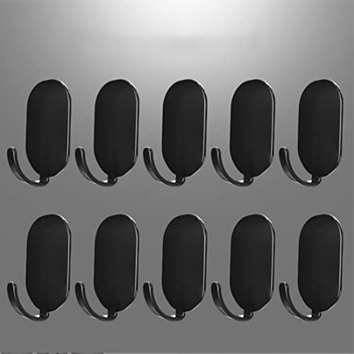 BANRIXIAN 10Pack Self-Adhesive Hooks Heavy Duty Hooks Wall Window Kitchen Behind Door Bathroom (Black White) (Black)