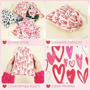 EYNDYN 30Pieces Heart Canvas Gift Bags with Drawstring Valentines Day Bag Wedding Wrapping Bags for Valentines Day, Weddings Anniversary, Baby Showers, Bridal Party Favors