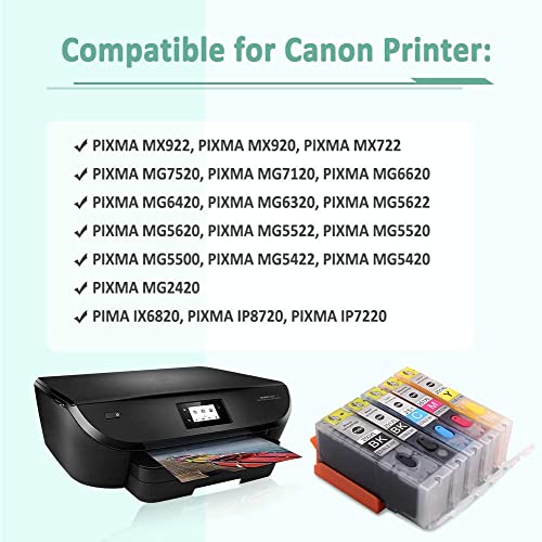 Compatible C A K E Ink Cartridge Replacement for 250XL 251XL 250 251 XL Ink Cartridges, Work with Pixma MX920 MX922 MX722 IP7220 IP8720 IX6820 MG5420 MG5422 MG5520 MG5522 MG5620 Printer, 5 Pack