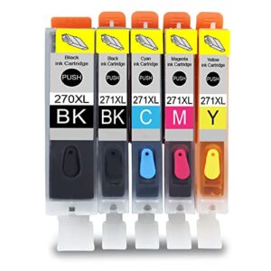 compatible c a k e ink cartridges replacement for 270xl 271xl 270 271 xl ink cartridges 5 color, work with work with pixma ts5020 ts6020 mg6821 mg5720 mg5721 mg5722 mg6820 mg6822 mg7720 printers