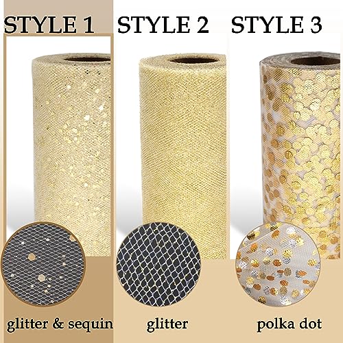 Black Glitter Tulle Fabric with Ribbon, 6 Inch by 50 Yards (150ft) Sequin Tulle Roll for Tutu Gift Wrapping Wedding Decoration DIY Crafts Party Backdrop