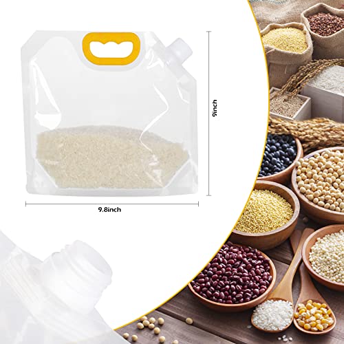 1.5L Grain Moisture-proof Sealed Bag, 10 Pcs Reusable Transparent Grain Storage Suction Bagswith Funnel, Resealable Airtight Smell Proof Packaging Baggies for Multipurpose Food Storage