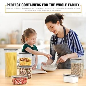 WeeProp 12 Pack Food Storage Containers Set with Lids Airtight,100% Leakproof Plastic Meal-Prep Containers Reusable Organization and Storage, BPA Free Clear Canisters, Includes Spoon, Labels & Pen