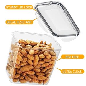 WeeProp 12 Pack Food Storage Containers Set with Lids Airtight,100% Leakproof Plastic Meal-Prep Containers Reusable Organization and Storage, BPA Free Clear Canisters, Includes Spoon, Labels & Pen