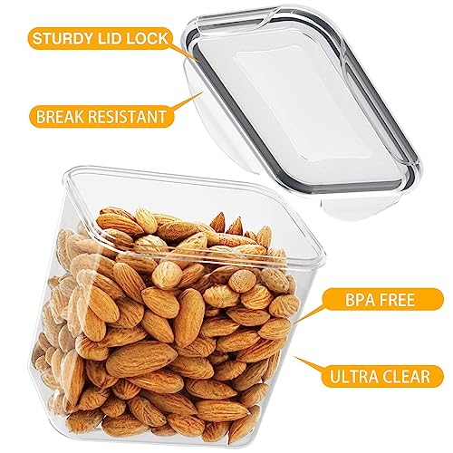 WeeProp 12 Pack Food Storage Containers Set with Lids Airtight,100% Leakproof Plastic Meal-Prep Containers Reusable Organization and Storage, BPA Free Clear Canisters, Includes Spoon, Labels & Pen