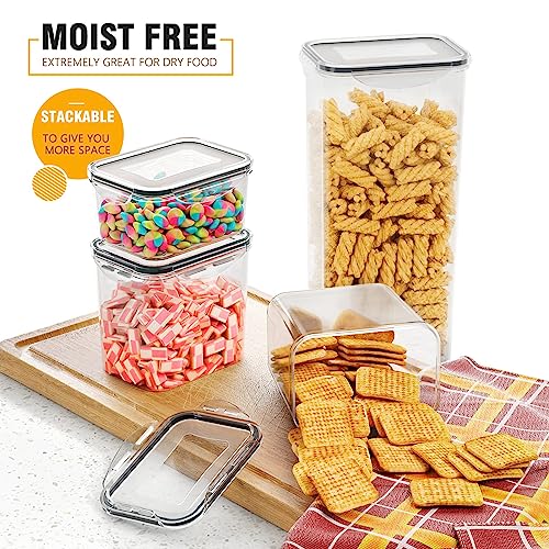 WeeProp 12 Pack Food Storage Containers Set with Lids Airtight,100% Leakproof Plastic Meal-Prep Containers Reusable Organization and Storage, BPA Free Clear Canisters, Includes Spoon, Labels & Pen