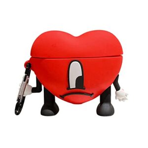 airpods pro 2nd generation (2022) case, ponnky 3d cute fun cartoon fashion funny character design keychain cover for teens women men soft silicone airpods pro 2019 headphone case - red heart