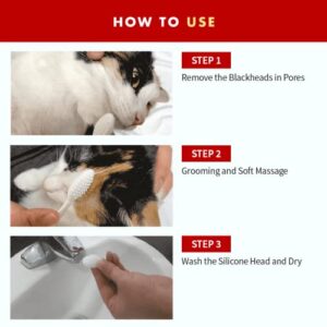 JAYU PET Black Seed Brush - Cat Acne Chin Treatment, Cat Acne Brush, Silicone Brush for Cats Chin Acne & Blackhead Exfoliation, Double-sided Cat Grooming Brush (1PCS)