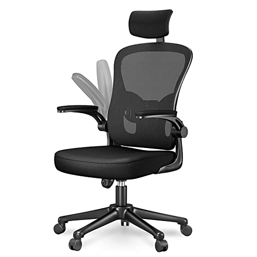 naspaluro Office Chair with Lumbar Support, High Back Ergonomic Home Desk Chair with Adjustable Arms and Headrest, Thick Seat Cushion Computer Chair for Home Office Task Drafting Work Study