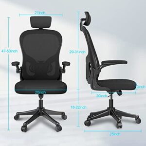 naspaluro Office Chair with Lumbar Support, High Back Ergonomic Home Desk Chair with Adjustable Arms and Headrest, Thick Seat Cushion Computer Chair for Home Office Task Drafting Work Study