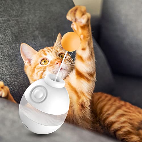 doiplent Tumbler Interactive Toy Cat Puzzle Feeder,Treat Dispensing Cat Toy, Cat Treat Dispenser Toy,Cat Enrichment Toys,Aid Pets Digestion, Great for Portion Control and Fast Eaters,White