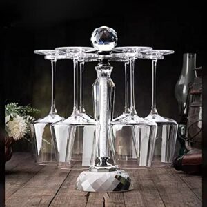 elegant desktop crystal glass stemware rack/rotate 8 wine glass storage holder stand air drying rack (silver)