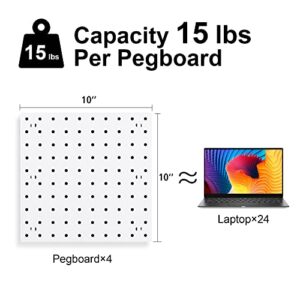 Pegboard Wall Organizer Panels, Craft Room, Kitchen, Garage, Living Room, Bathroom, and Study Room, Easy to Install (4Pcs)