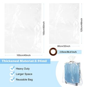 20 Pcs Clear Giant Storage Bag 32 x 48 in 40 x 60 in 4 Mil Extra Large Clear Plastic Storage Bag Jumbo Plastic Moving Bags for Dustproof Moistureproof Luggage Suitcase Comforter Chair Bike Furniture