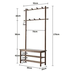 FOLREORP 3-in-1 Hall Tree Entryway Coat Rack solid wood Freestanding Coat Rack with Shoe Bench and Shoes Organizer Shelves Coat Tree Stand for Bedroom Foyer Entryway bench Hallway Living Room