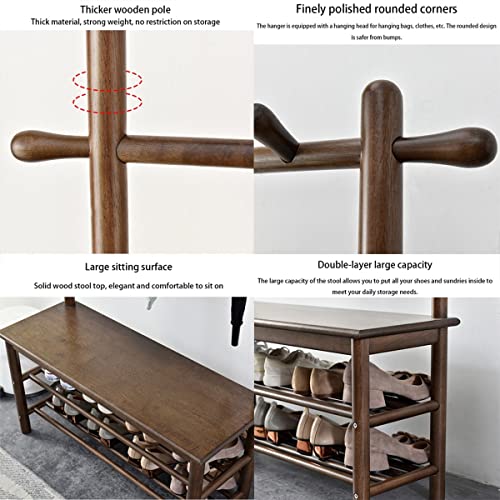 FOLREORP 3-in-1 Hall Tree Entryway Coat Rack solid wood Freestanding Coat Rack with Shoe Bench and Shoes Organizer Shelves Coat Tree Stand for Bedroom Foyer Entryway bench Hallway Living Room