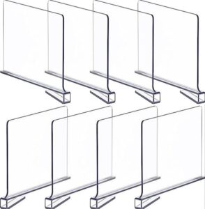 decoile 8 pcs clear acrylic shelf dividers for closet organization, closet clothes dividers, wood shelves organizer for bedroom, kitchen, office, cabinets and bathroom.
