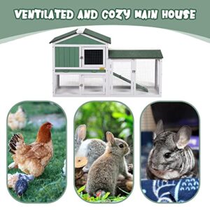 2-Tier Wood Rabbit Hutch Guinea Pig Coop Bunny Cage Chicken Coop for Small Animals with Weatherproof Wooden Bunny Run Cage w/Ample Activity Areas