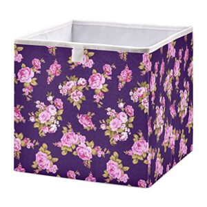 kigai storage basket pink floral foldable storage bin 11 x 11 x 11 inches cube storage baskets box for shelves closet laundry nursery bedroom home decor