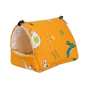 soft hamster hammock bed playing hamster den sleeping hanging warm bedding house nest toy for small pet ferret mouse chinchilla squirrel, yellow