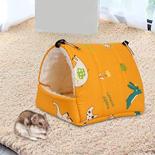 Soft Hamster Hammock Bed Playing Hamster DEN Sleeping Hanging Warm Bedding House Nest Toy for Small Pet Ferret Mouse Chinchilla Squirrel, Yellow