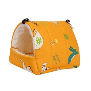 Soft Hamster Hammock Bed Playing Hamster DEN Sleeping Hanging Warm Bedding House Nest Toy for Small Pet Ferret Mouse Chinchilla Squirrel, Yellow