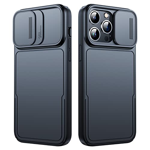 Simtect Compatible with iPhone 14 Pro with Camera Cover [12FT Drop Protection] Snug Touch Slim Protective Hard Back and Shockproof Bumper Case for iPhone 14 Pro Phone Case 6.1"-Black